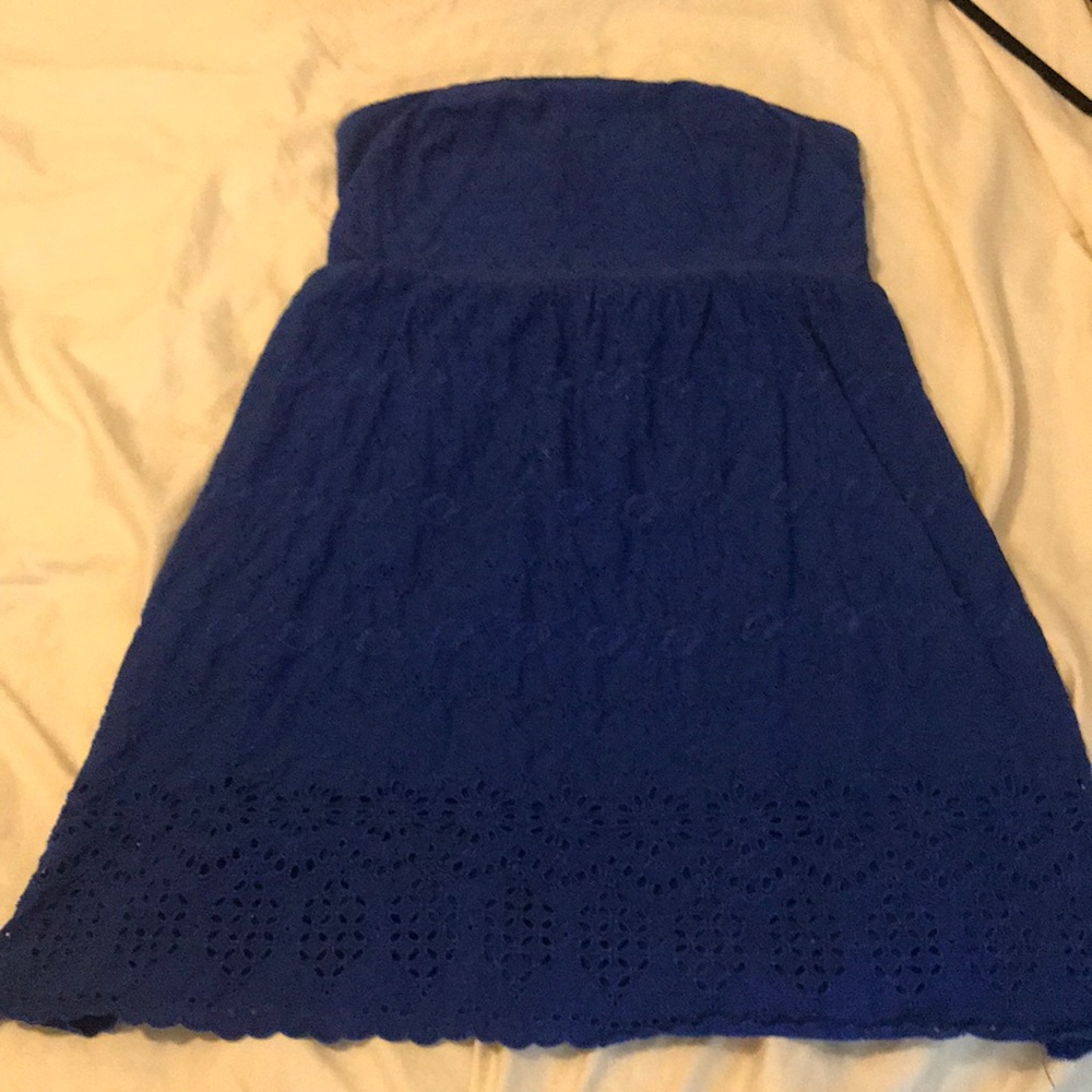 Royal blue strapless sun dress from Old Navy.